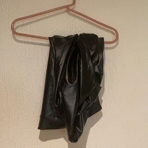 Pleather Pencil Skirt with Ruching